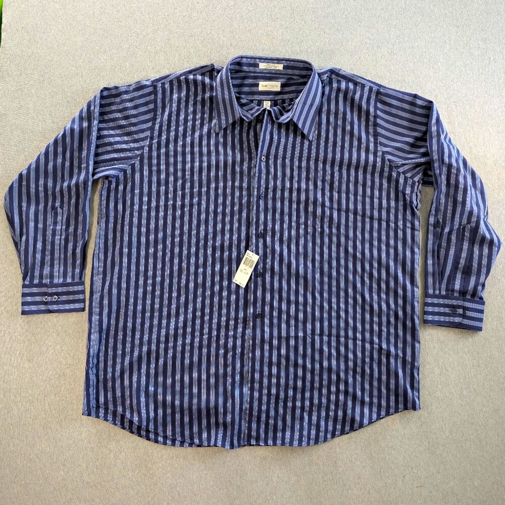 Van Heusen Wrinkle Free Broadcloth Purple Striped Dress Shirt 18.5 34/35